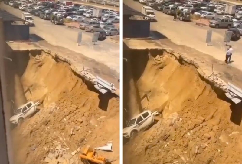 الكويت .. شاهد بالفيديو انهيار أرضي يبتلع سيارة في لحظة