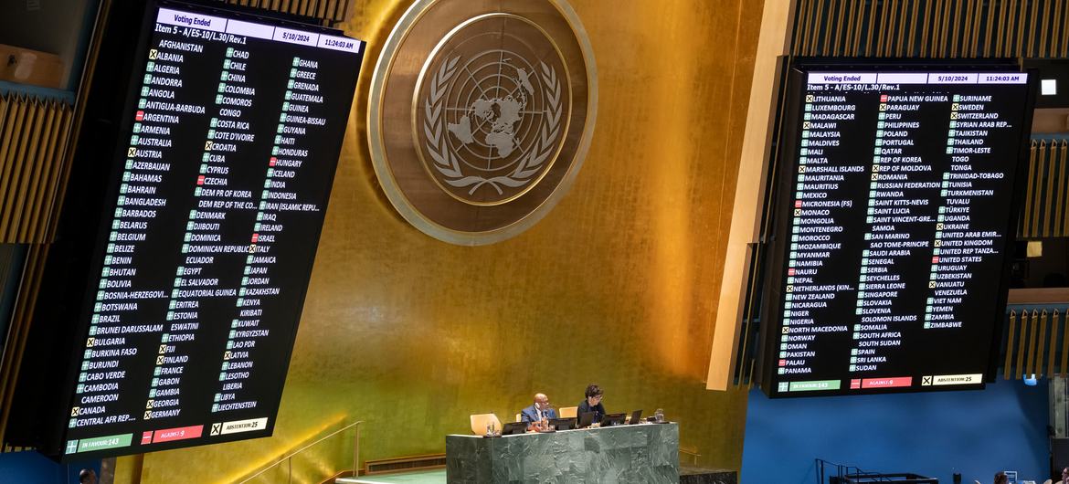 التصويت على مشروع قرار لصالح فلسطين بالجمعية العامة للأمم المتحدة 